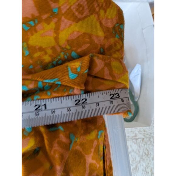 LOGO Lori Goldstein Orange Abstract Print Lace Trim Knit Top Cottage Fall Large - Picture 9 of 10